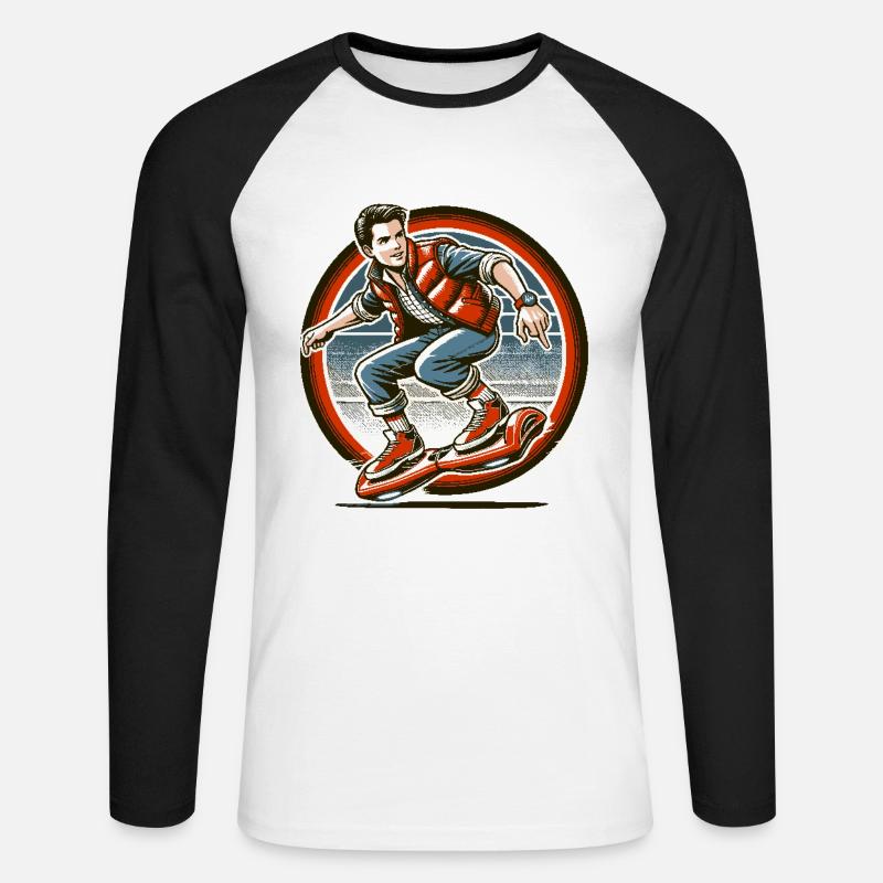 Hoverboarding is timeless fun - Unisex Long Sleeve Baseball T-Shirt - white/black