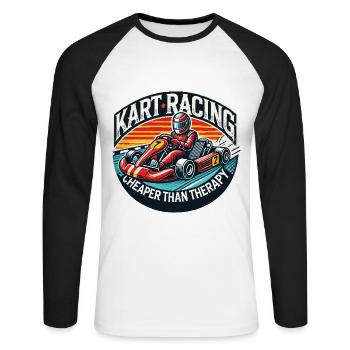 Les courses de kart moins chères que la thérapie - T-shirt baseball manches longues Homme - blanc/noir - Devant - Nik (191cm)