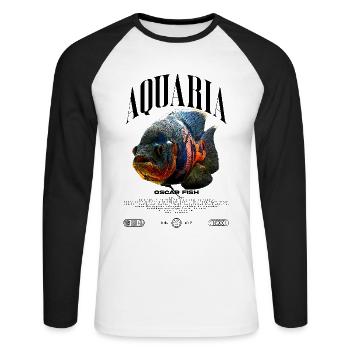 Oscar Fish Changement d’eau Poisson Monstre - T-shirt baseball manches longues Homme - blanc/noir - Devant - Nik (191cm)