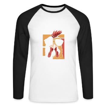 Talahuhn - Unisex Baseballshirt langarm - Weiß/Schwarz - Vorne - Nik (191cm)