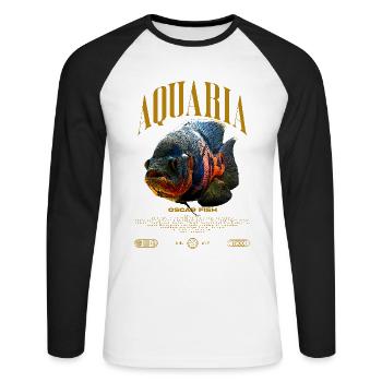 Oscar Fish Water Change Monster Fish - Unisex Long Sleeve Baseball T-Shirt - white/black - Front - Nik (191cm)