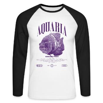 Oscar Fish Changement d’eau Poisson Monstre - T-shirt baseball manches longues Homme - blanc/noir - Devant - Nik (191cm)