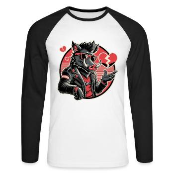 Cool Biker Heartbreaker Pig - Unisex Long Sleeve Baseball T-Shirt - white/black - Front - Nik (191cm)