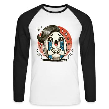 Funny Big Drama Egg - Unisex Long Sleeve Baseball T-Shirt - white/black - Front - Nik (191cm)