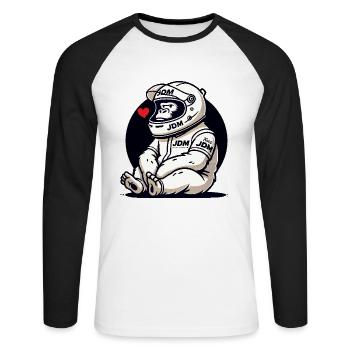 Gorilla as Japan JDM Sports Car Racer - Unisex Long Sleeve Baseball T-Shirt - white/black - Front - Nik (191cm)