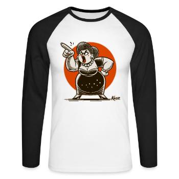 Big Mama te gronde - T-shirt baseball manches longues Homme - blanc/noir - Devant - Nik (191cm)