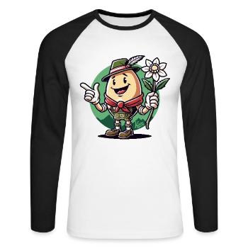 Deutsches Alpen Ei - Unisex Baseballshirt langarm - Weiß/Schwarz - Vorne - Nik (191cm)