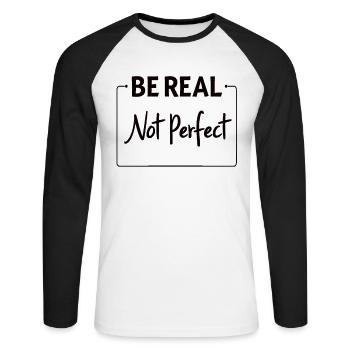 Être réel Motiv Inspiration Confiance en soi - T-shirt baseball manches longues Homme - blanc/noir - Devant - Nik (191cm)