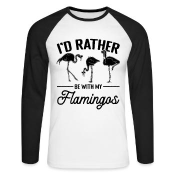 Pink Flamingo - Je préfère être avec mes flamants roses - T-shirt baseball manches longues Homme - blanc/noir - Devant - Nik (191cm)