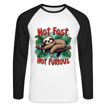 Faultier Gemütlich Entspannung Schlafen Mediation - Unisex Baseballshirt langarm - Weiß/Schwarz - Vorne - Nik (191cm)