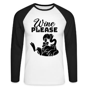 Funny Flamingo Wine please - Funny Wine Flamingo - Unisex Long Sleeve Baseball T-Shirt - white/black - Front - Nik (191cm)