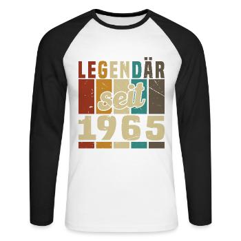 Legend since 1965 - Unisex Long Sleeve Baseball T-Shirt - white/black - Front - Nik (191cm)