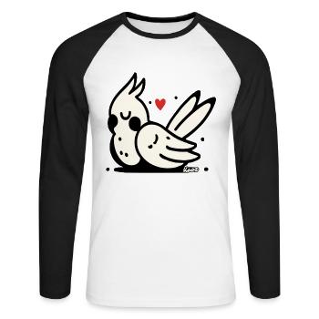 Schlafender Kakadu - Unisex Baseballshirt langarm - Weiß/Schwarz - Vorne - Nik (191cm)