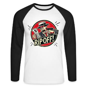 Un homme en colère contre une facture d’arnaque - T-shirt baseball manches longues Homme - blanc/noir - Devant - Nik (191cm)