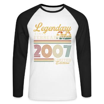 Légendaire depuis février 2007 Millésime Anniversaire - T-shirt baseball manches longues Homme - blanc/noir - Devant - Nik (191cm)