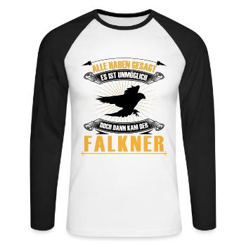 Falkner ist unmöglich Beizjagd Falknerei - Unisex Baseballshirt langarm - Weiß/Schwarz - Vorne - Nik (191cm)