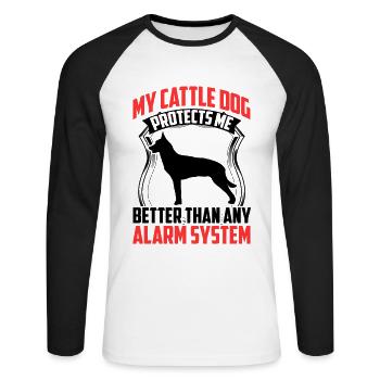 Le chien de bouvier australien me protège Chien de bétail - T-shirt baseball manches longues Homme - blanc/noir - Devant - Nik (191cm)