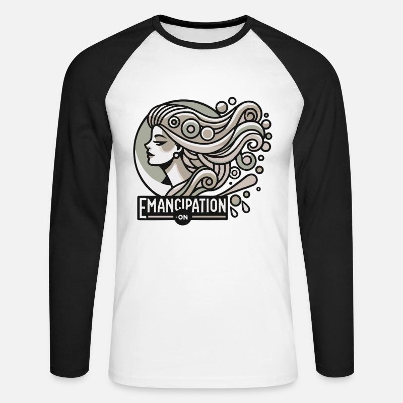 Emanzipation an - Unisex Baseballshirt langarm - Weiß/Schwarz