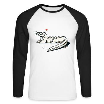 Cool Alligator – Casual and stylish - Unisex Long Sleeve Baseball T-Shirt - white/black - Front - Nik (191cm)