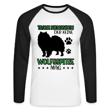 Wolfsspitz nicht vertrauen Keeshond - Unisex Baseballshirt langarm - Weiß/Schwarz - Vorne - Nik (191cm)