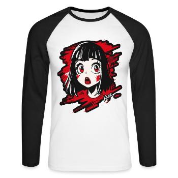 Fille de dessin animé - T-shirt baseball manches longues Homme - blanc/noir - Devant - Nik (191cm)