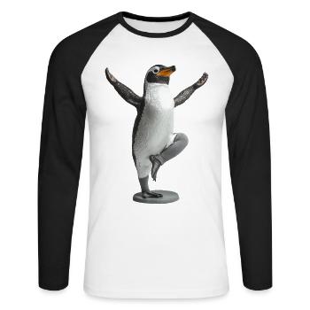 Pinguin - Unisex Baseballshirt langarm - Weiß/Schwarz - Vorne - Nik (191cm)