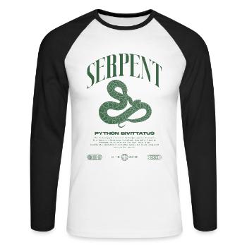 Burmese Python Modern Reptile Keeper Streetwear - Unisex Long Sleeve Baseball T-Shirt - white/black - Front - Nik (191cm)