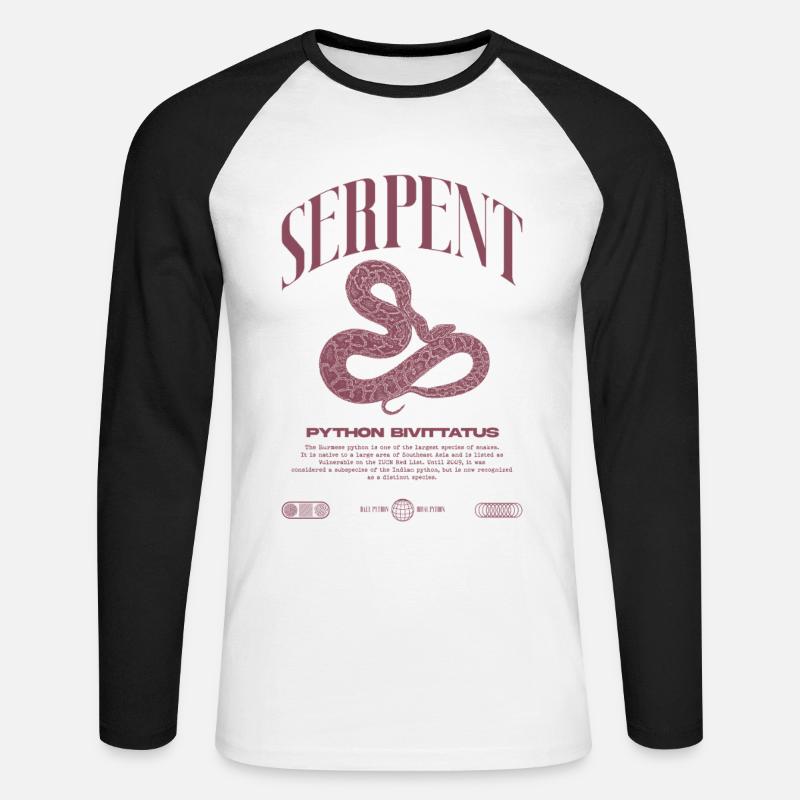 Burmesische Python Moderne Reptilienhalter Streetwear - Unisex Baseballshirt langarm - Weiß/Schwarz