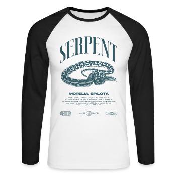 Carpet Python Modern Reptile Keeper Streetwear - Unisex Long Sleeve Baseball T-Shirt - white/black - Front - Nik (191cm)