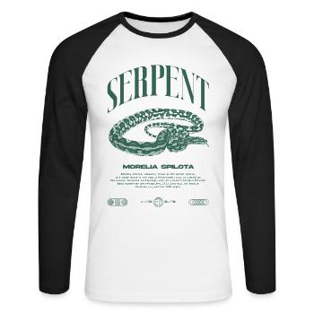Carpet Python Modern Reptile Keeper Streetwear - Unisex Long Sleeve Baseball T-Shirt - white/black - Front - Nik (191cm)