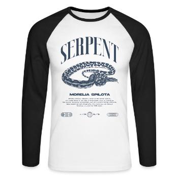 Carpet Python Modern Reptile Keeper Streetwear - Unisex Long Sleeve Baseball T-Shirt - white/black - Front - Nik (191cm)