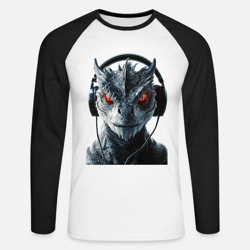 Drachen - Unisex Baseballshirt langarm - Weiß/Schwarz