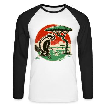 Honey badger takes a break in the desert - Unisex Long Sleeve Baseball T-Shirt - white/black - Front - Nik (191cm)