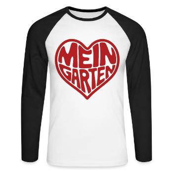 Ich liebe meinen Garten, Hobbygärtner - Unisex Baseballshirt langarm - Weiß/Schwarz - Vorne - Nik (191cm)