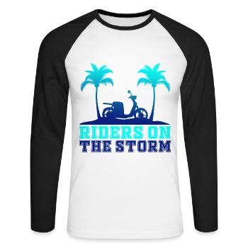 Roller Motorroller - Riders storm - Unisex Baseballshirt langarm - Weiß/Schwarz - Vorne - Nik (191cm)