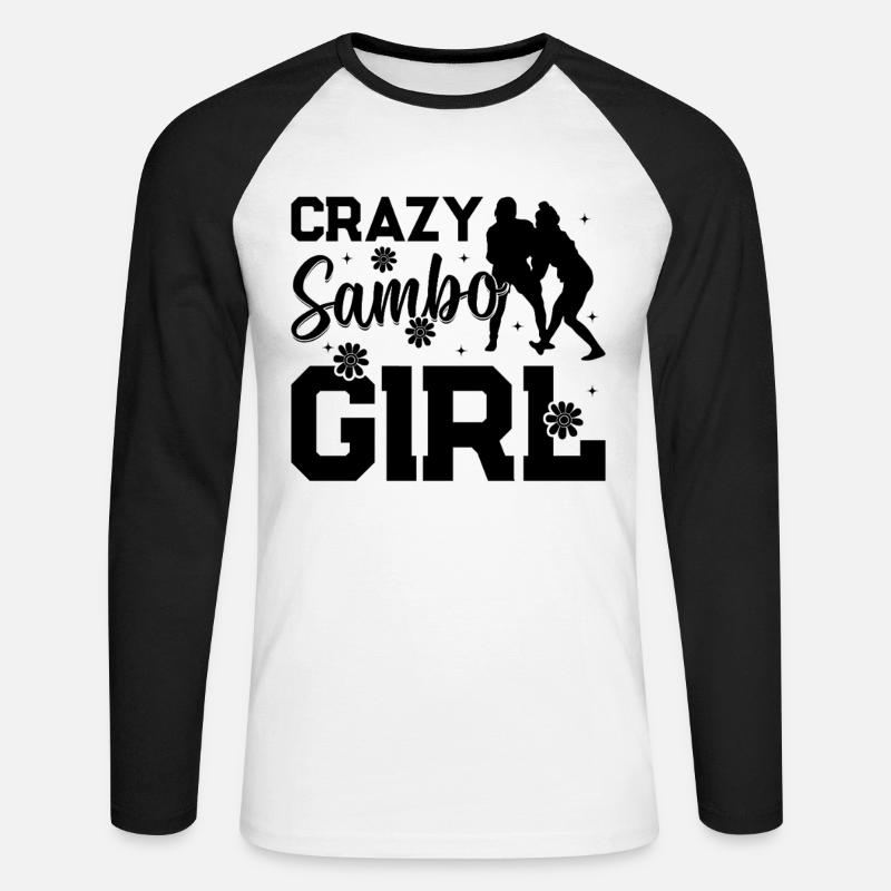 Crazy Sambo Girl - Unisex Baseballshirt langarm - Weiß/Schwarz