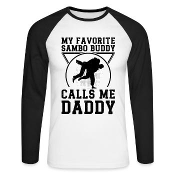 Mon copain Sambo préféré appelle Daddy Sambo - T-shirt baseball manches longues Homme - blanc/noir - Devant - Nik (191cm)