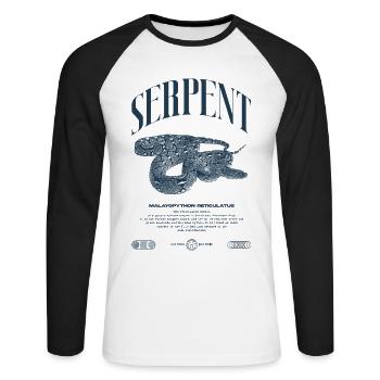 Gardien de reptiles python réticulé Streetwear - T-shirt baseball manches longues Homme - blanc/noir - Devant - Nik (191cm)