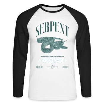 Gardien de reptiles python réticulé Streetwear - T-shirt baseball manches longues Homme - blanc/noir - Devant - Nik (191cm)