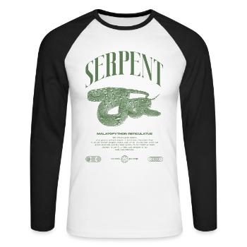 Gardien de reptiles python réticulé Streetwear - T-shirt baseball manches longues Homme - blanc/noir - Devant - Nik (191cm)