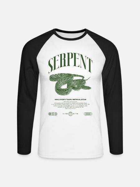 Reticulated Python Reptile Keeper Streetwear - Unisex Long Sleeve Baseball T-Shirt - white/black