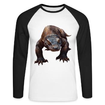 Komodowaran - Unisex Baseballshirt langarm - Weiß/Schwarz - Vorne - Nik (191cm)