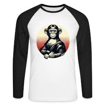 Mona Monkey – Playful Monkey Motif - Unisex Long Sleeve Baseball T-Shirt - white/black - Front - Nik (191cm)