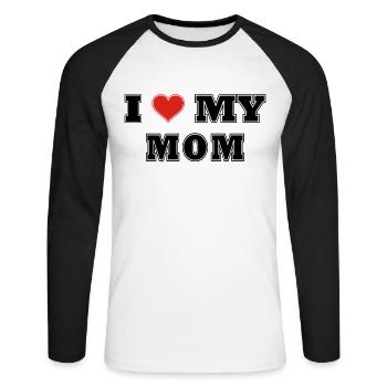 J’aime maman - Ich liebe Mama - T-shirt baseball manches longues Homme - blanc/noir - Devant - Nik (191cm)