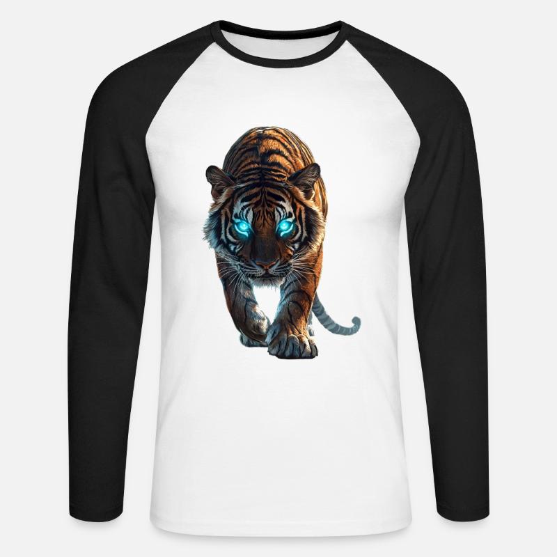 Tiger - Unisex Baseballshirt langarm - Weiß/Schwarz
