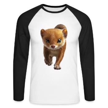 Wiesel - Unisex Baseballshirt langarm - Weiß/Schwarz - Vorne - Nik (191cm)