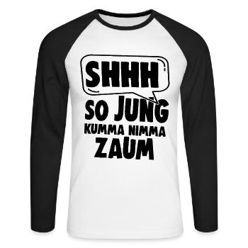 SHHH So Jung Kumma Nimmy Zaum - Unisex Baseballshirt langarm - Weiß/Schwarz - Vorne - Nik (191cm)