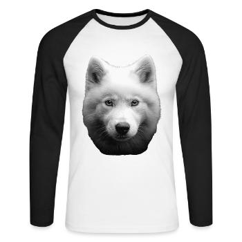 Samojede - Unisex Baseballshirt langarm - Weiß/Schwarz - Vorne - Nik (191cm)