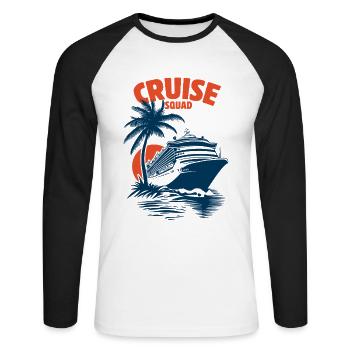 Escouade de croisière, Croisière, Bateau de croisière, Navire - T-shirt baseball manches longues Homme - blanc/noir - Devant - Nik (191cm)