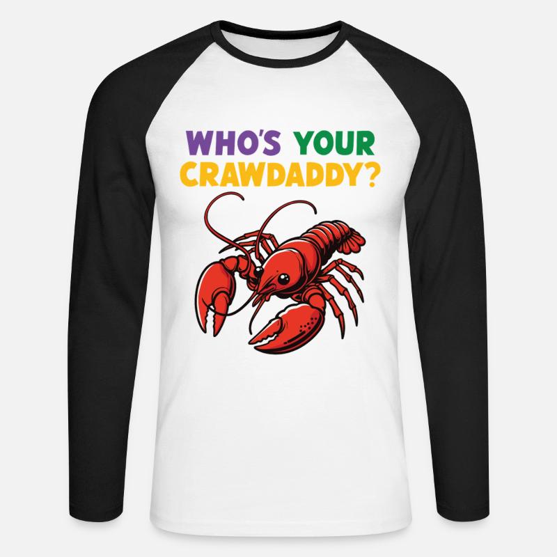 Wer ist dein Crawdaddy - Unisex Baseballshirt langarm - Weiß/Schwarz